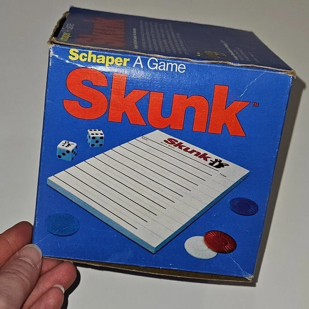 VTG Skunk Game Schaper COMPLETE 2 Skunk Dice Score Pad Chips